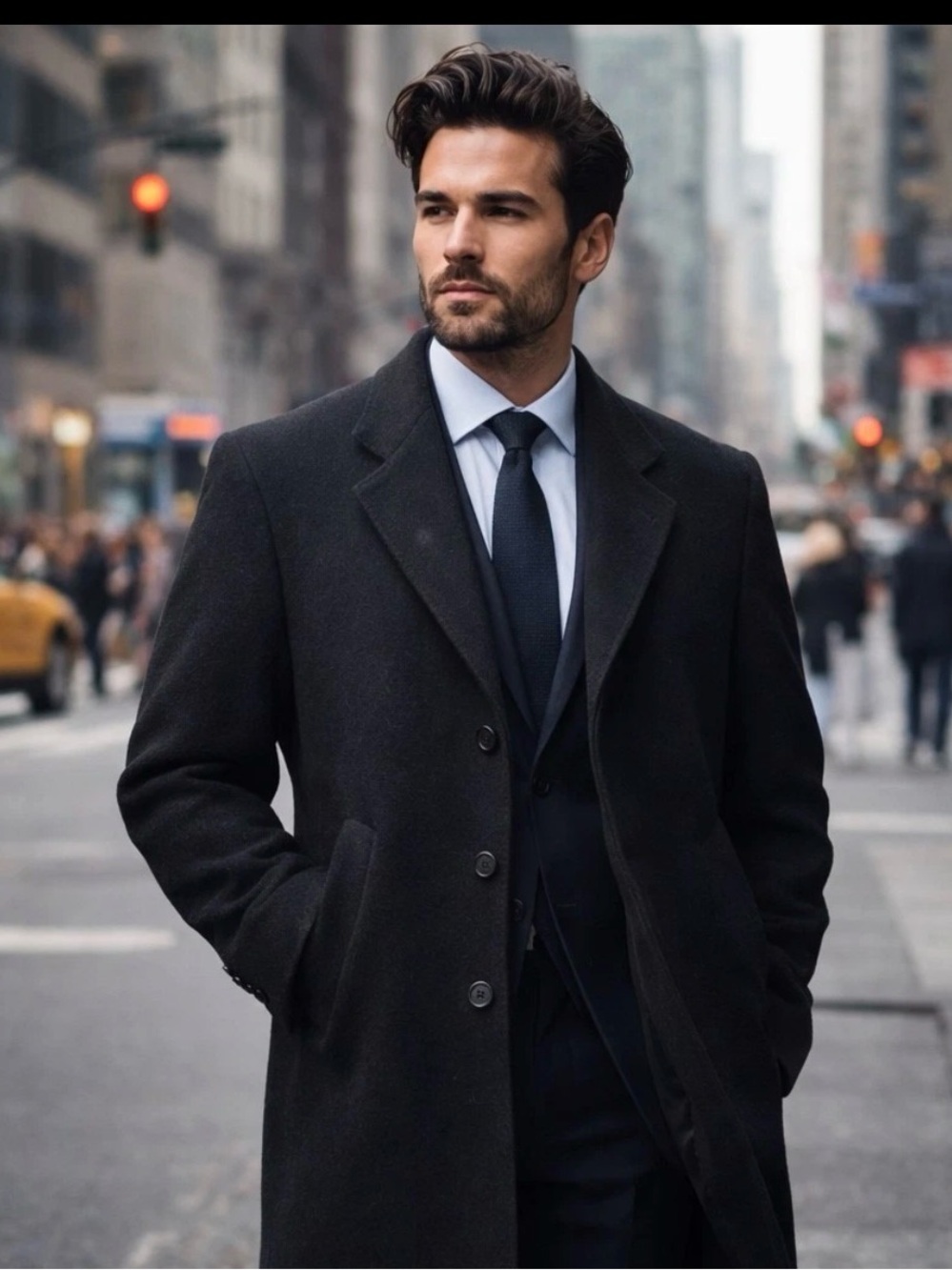 Mario Valente Collezioni Uomo Gallupo Black Overcoat Men's L Italy Wool Cashmere